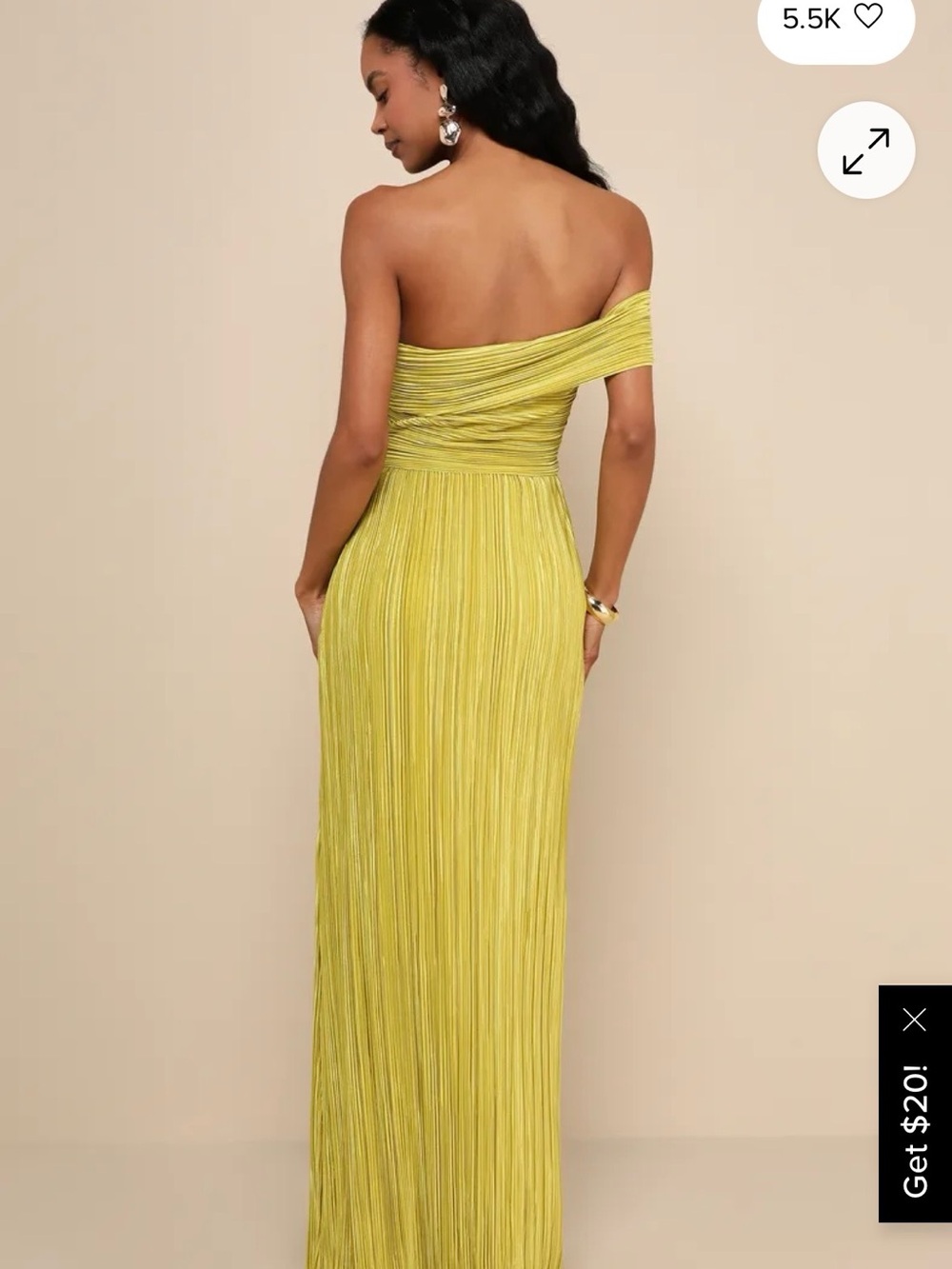 LULUS Poised Performance Chartreuse Plisse One-Shoulder Maxi Dress - Picture 4 of 8
